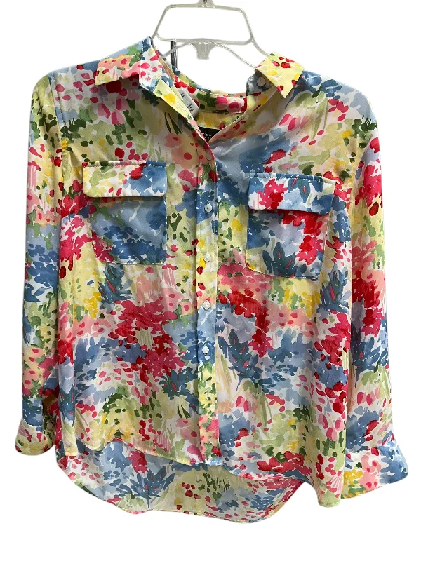 Women's Blouse with ButtonsBlouse 3/4 Sleeve By Investments In Floral Print, Size: M