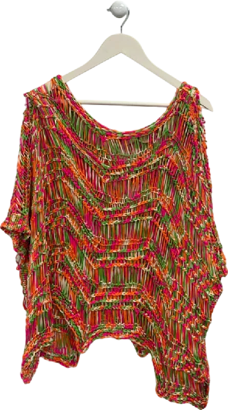 Women's Oversized SweatersGlamify Multicolour Knit Poncho One Size