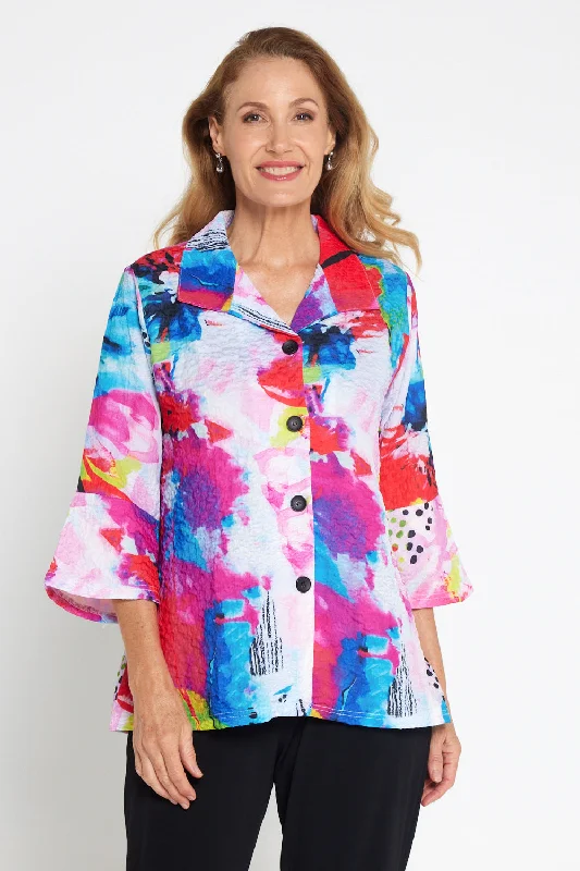 Women's Cotton BlouseVeronica Blouse - Vivid Watercolour