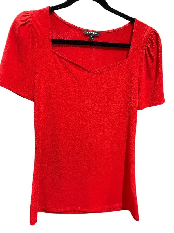 Women's Blouse for HolidayBlouse Short Sleeve By Express In Red, Size: M