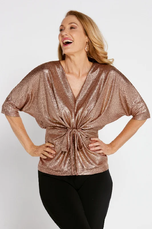 Women's Blouse with Rounded HemChi Chi Top - Bronze