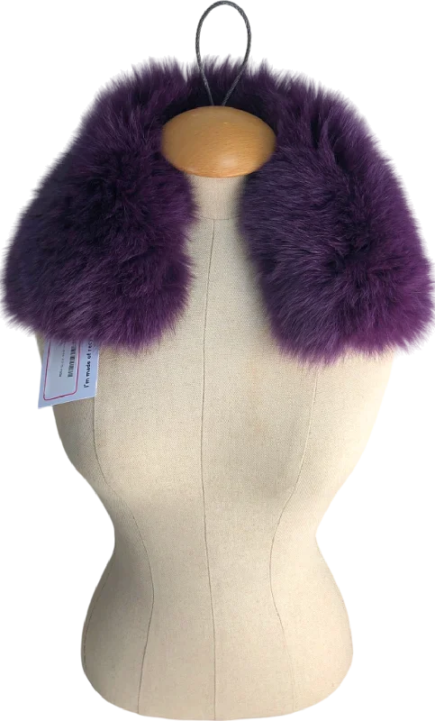 Women's Bosnian Wool SweatersPurple Fur Collar One Size