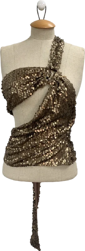 Women's V-Neck SweatersMars The Label Brown Keyhole Sequin Set UK 8