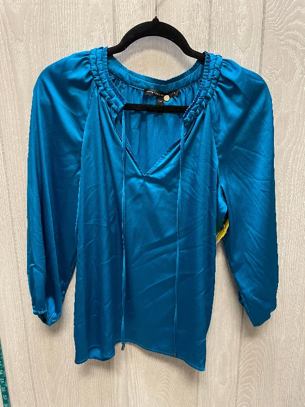 Women's Blouse with Collarless DesignBlouse Long Sleeve By White House Black Market In Blue, Size: Xs