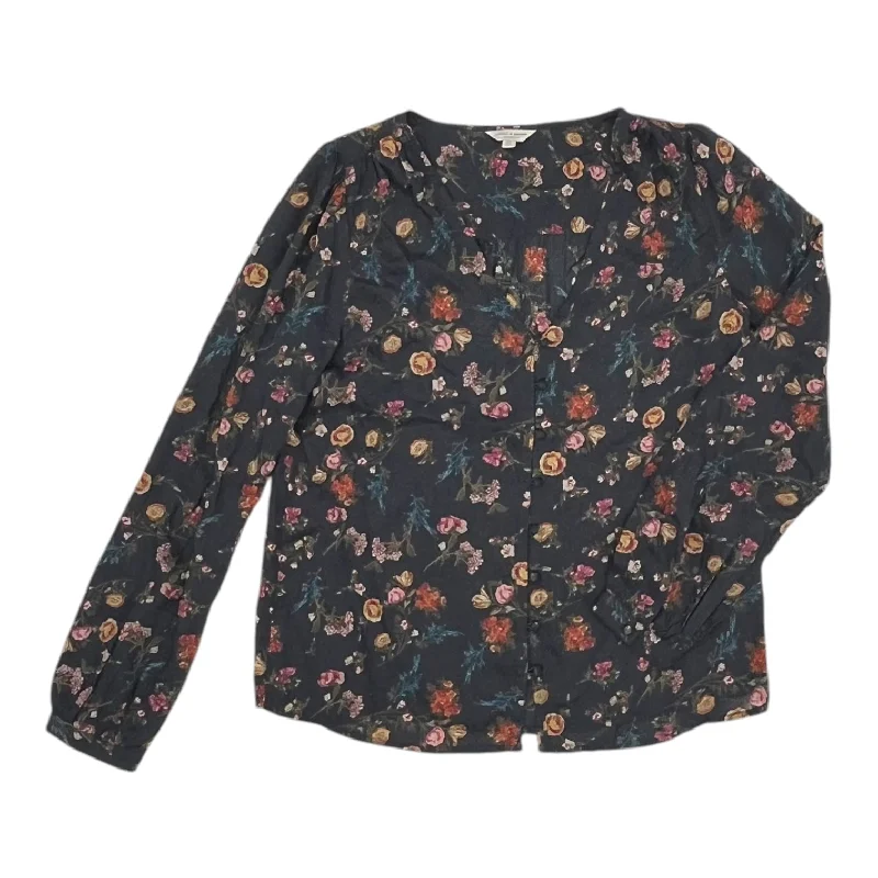 Women's Blouse with Shawl CollarBlouse Ls By Lucky Brand In Floral Print, Size:S