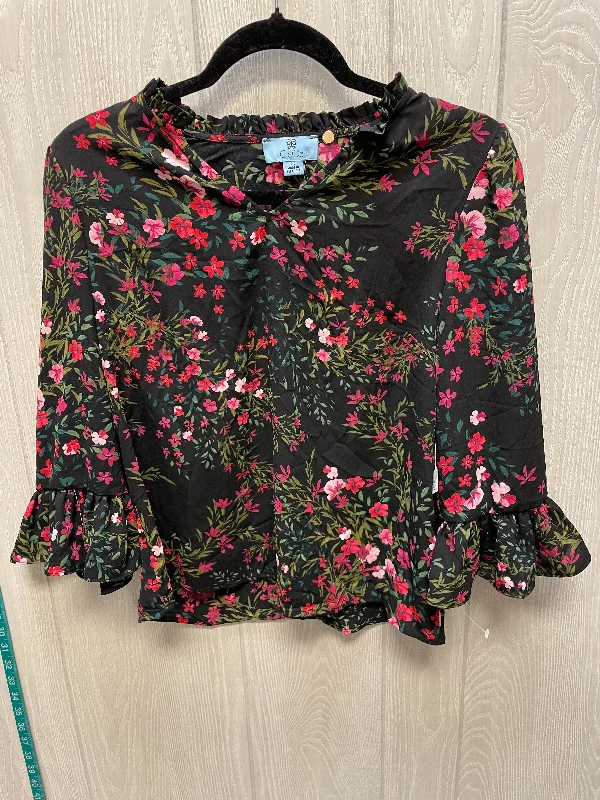 Women's Blouse with Boat CollarBlouse Long Sleeve By Cece In Floral Print, Size: S