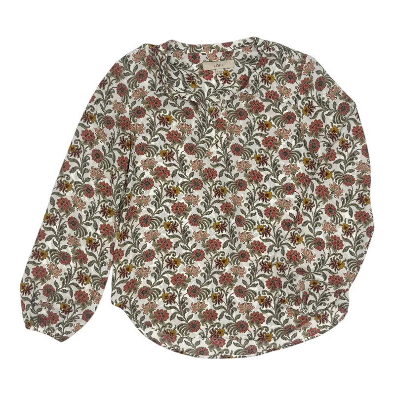 Women's Round-Neck BlouseBlouse Ls By Loft In Floral Print, Size:Xs