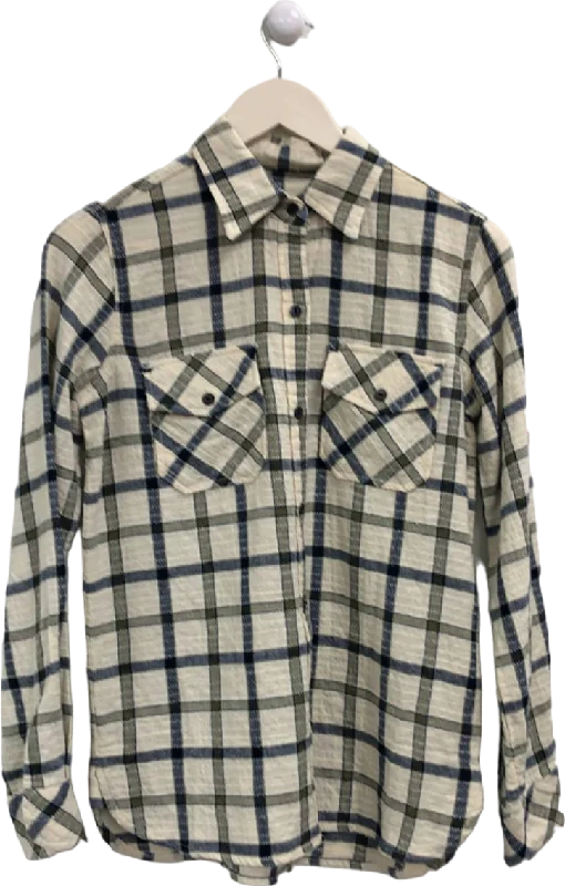 Women's Peter Pan Collar SweatersCurrent Elliot Beige/Blue Plaid Flannel Shirt