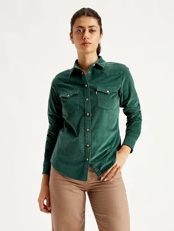 Women's Blouse with U-Shaped CollarWomen's Solid Regular Fit Shirt