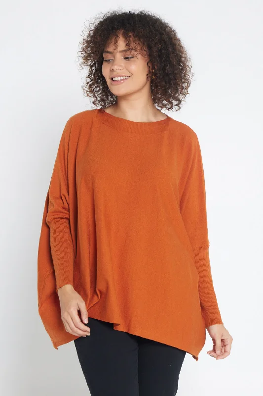 Women's Patterned BlouseButton Back Knit Jumper - Rust