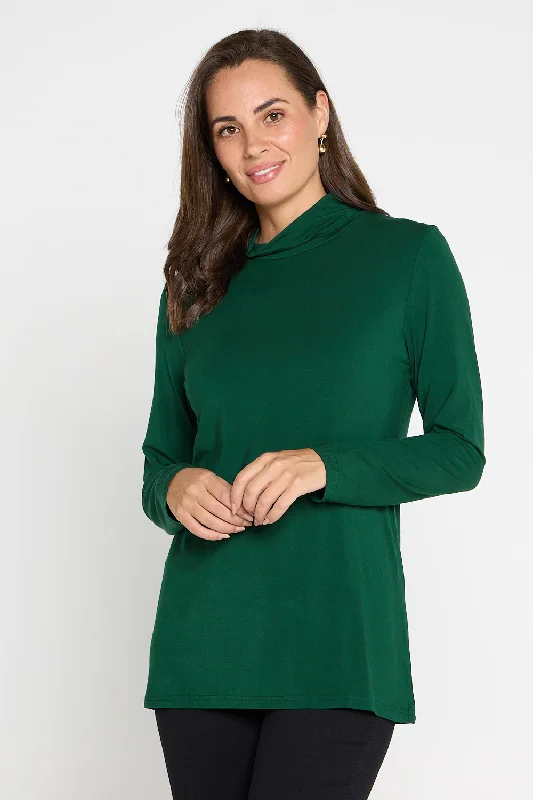 Women's Blouse with Peter Pan CollarDeb Bamboo Skivvy - Forest Green