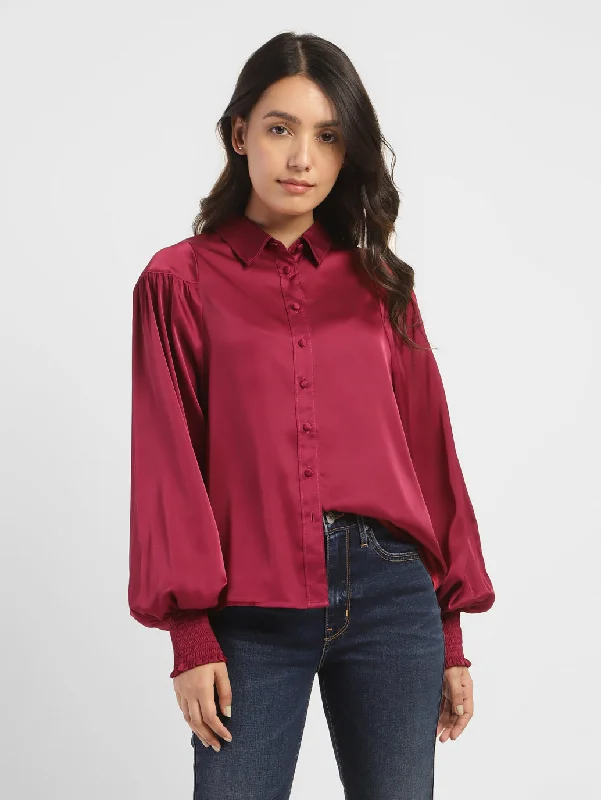 Women's High-Neck BlouseWomen's Solid Spread Collar Shirt