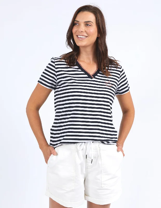 Women's Long-Sleeve BlouseElm Paris Stripe Tee Navy & White Stripe