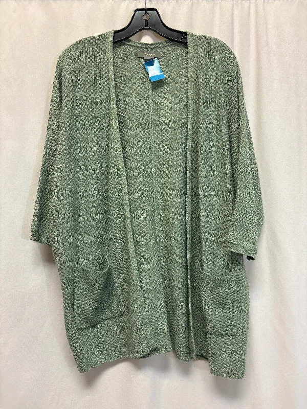 Women's Cable Knit SweatersSweater Cardigan By Natural Reflections In Green, Size: S