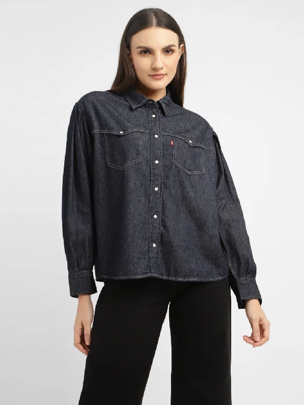 Women's Blouse with Cropped LengthWomen's Solid Spread Collar Shirt