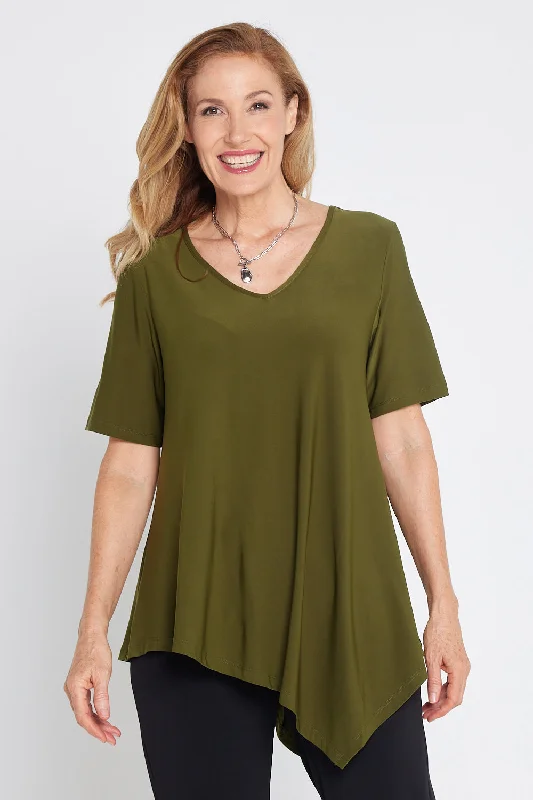 Women's Blouse with Rounded CollarAcacia Top - Khaki