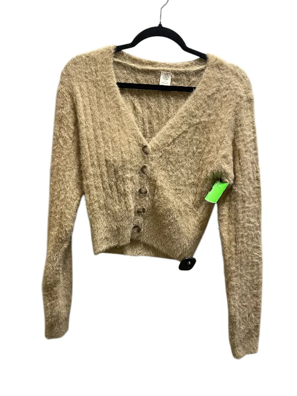 Women's Lapel Collar SweatersCardigan By Urban Outfitters In Tan, Size: S