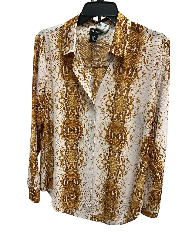 Women's Blouse for WeddingBlouse Long Sleeve By Rachel Zoe In Cream & Orange, Size: M