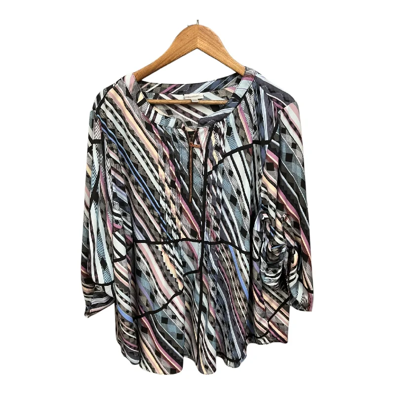 Women's Blouse with Peter Pan CollarBlouse 3/4 Sleeve By Avenue In Multi-colored, Size: 3x