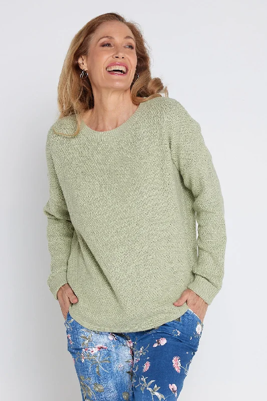 Women's Blouse with PleatsBrenda Waffle Knit - Sage