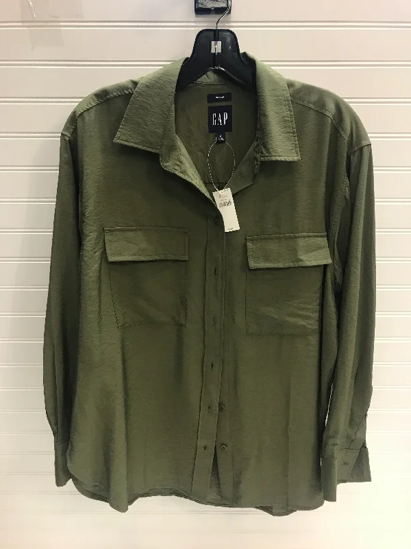 Women's Blouse with Narrow CollarBlouse Long Sleeve By Gap In Green, Size: S