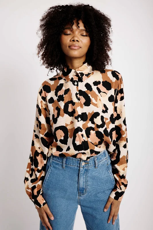 Women's Blouse with Puffed SleevesThe Essential Shirt in Natural Animal