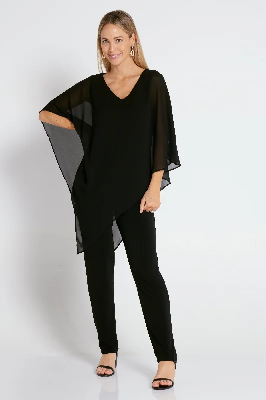 Women's Blouse with Wide CollarAubriella Top - Black