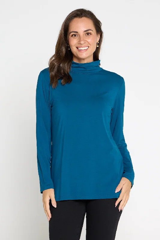 Women's Blouse with Cap SleevesDeb Bamboo Skivvy - Teal