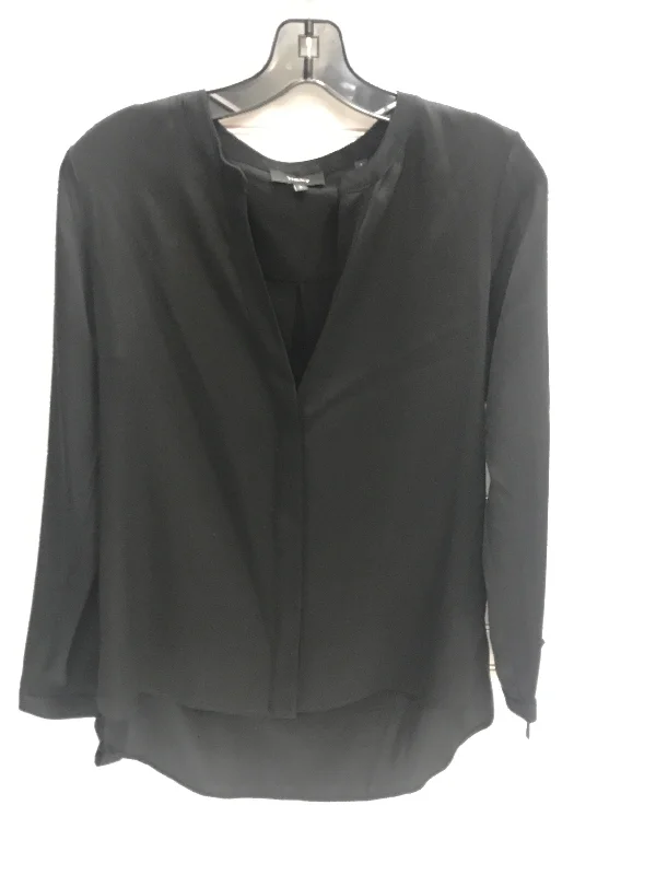 Women's Blouse with Mandarin CollarBlouse Long Sleeve By Theory In Black, Size: S