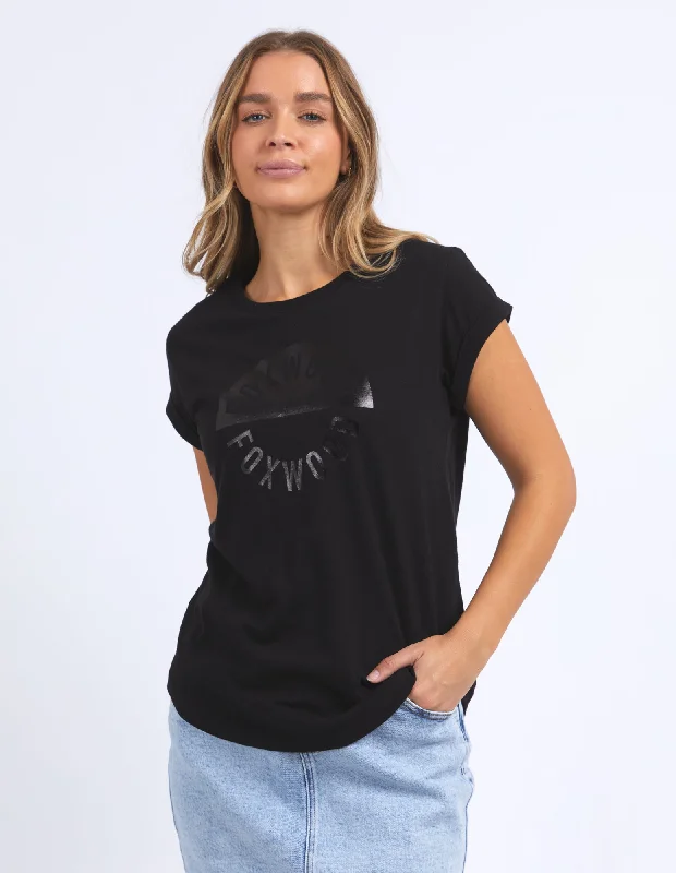 Women's High-Neck BlouseOutline Tee - Black - Foxwood