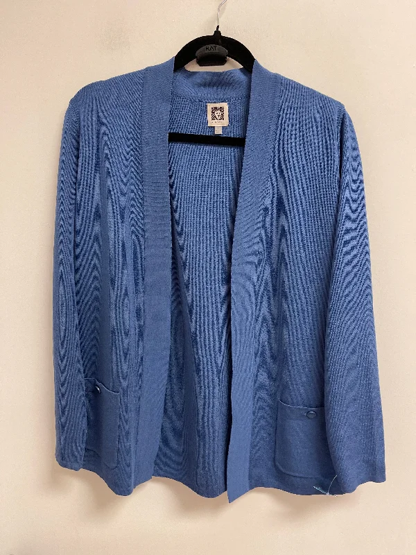 Women's High Collar SweatersSweater Cardigan By Anne Klein In Blue, Size: S