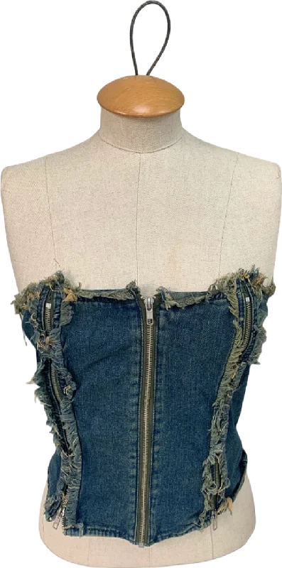 Women's Sequined SweatersMars The Label Blue Denim Strapless Top UK S/M