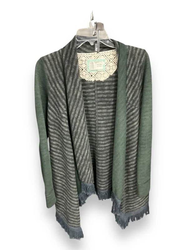 Women's Notched Collar SweatersCardigan By Saturday/sunday In Green & Grey, Size: Xs