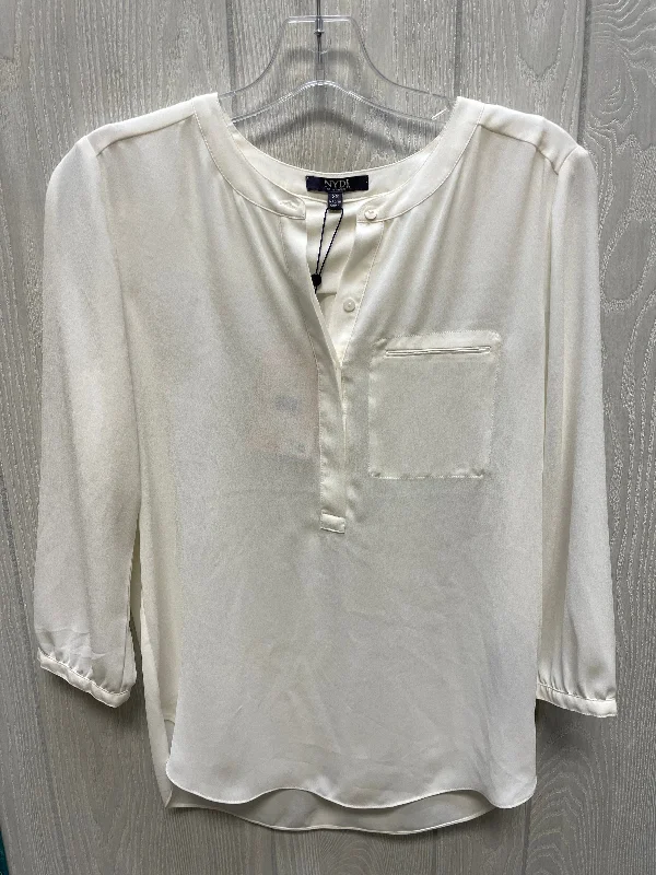 Women's Blouse with Mandarin CollarBlouse Long Sleeve By Not Your Daughters Jeans In Cream, Size: Xs