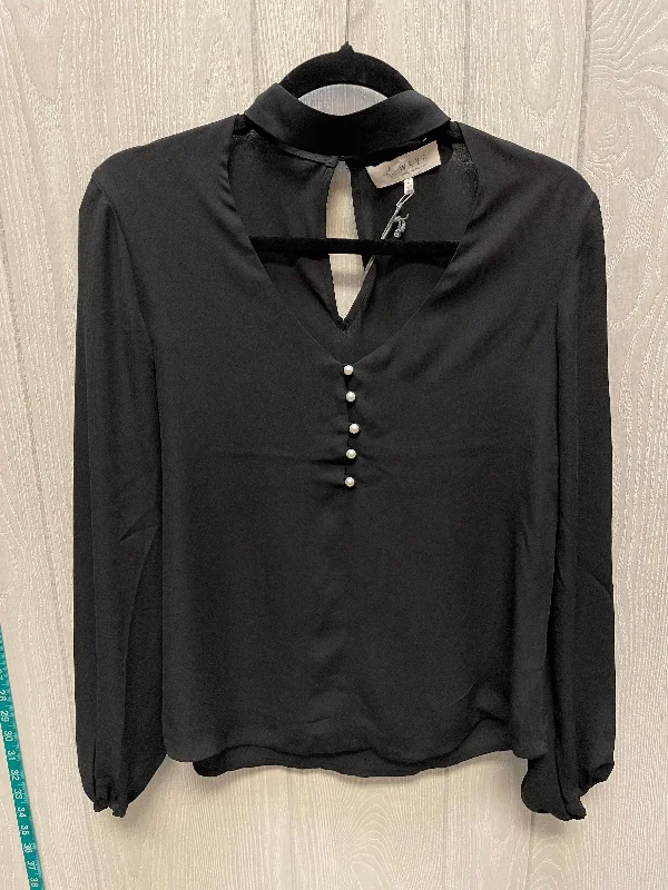 Women's Blouse with V-Shaped CollarBlouse Long Sleeve By Wayf In Black, Size: S