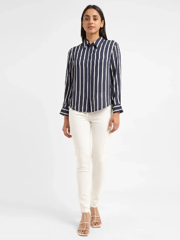 Women's Blouse with Gathered SleevesWomen's Striped Shirt Collar Shirt