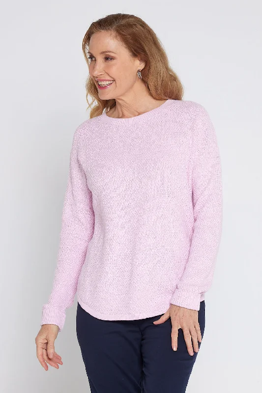 Women's Blouse with U-Shaped CollarBrenda Waffle Knit - Blush