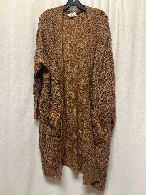 Women's Shawl Collar SweatersSweater Cardigan By Andree By Unit In Brown, Size: 2x