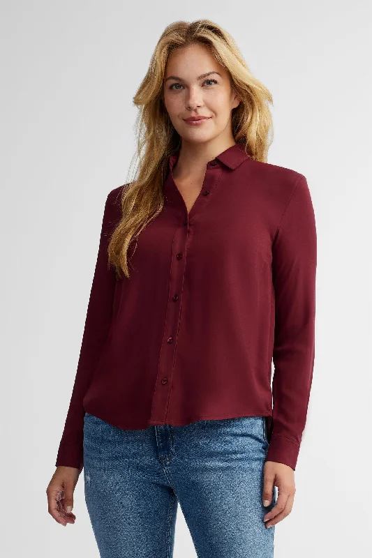 Women's Round-Neck BlouseChemisier coupe droite challis - Femme