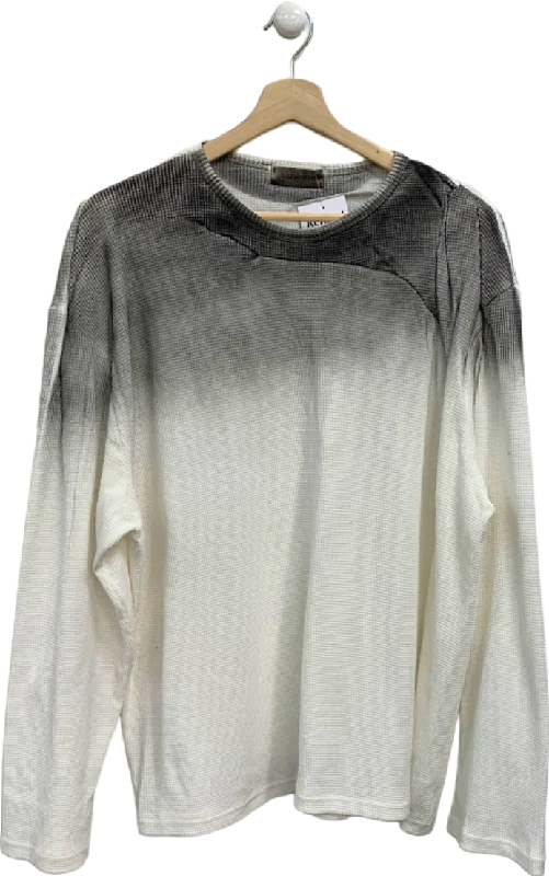 Women's Narrow Collar SweatersGarments White & Black Gradient Long Sleeve Top UK XL