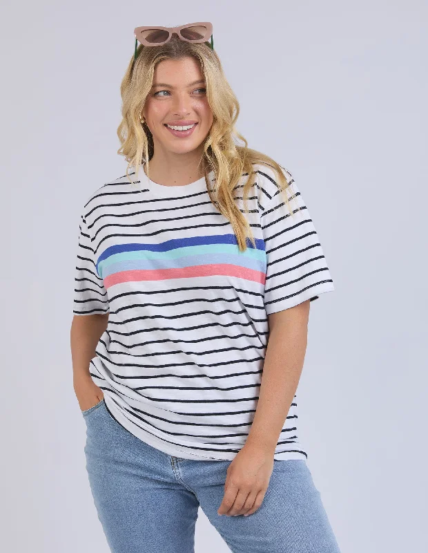 Women's Sleeveless BlouseElm Zena Tee White And Navy Stripe