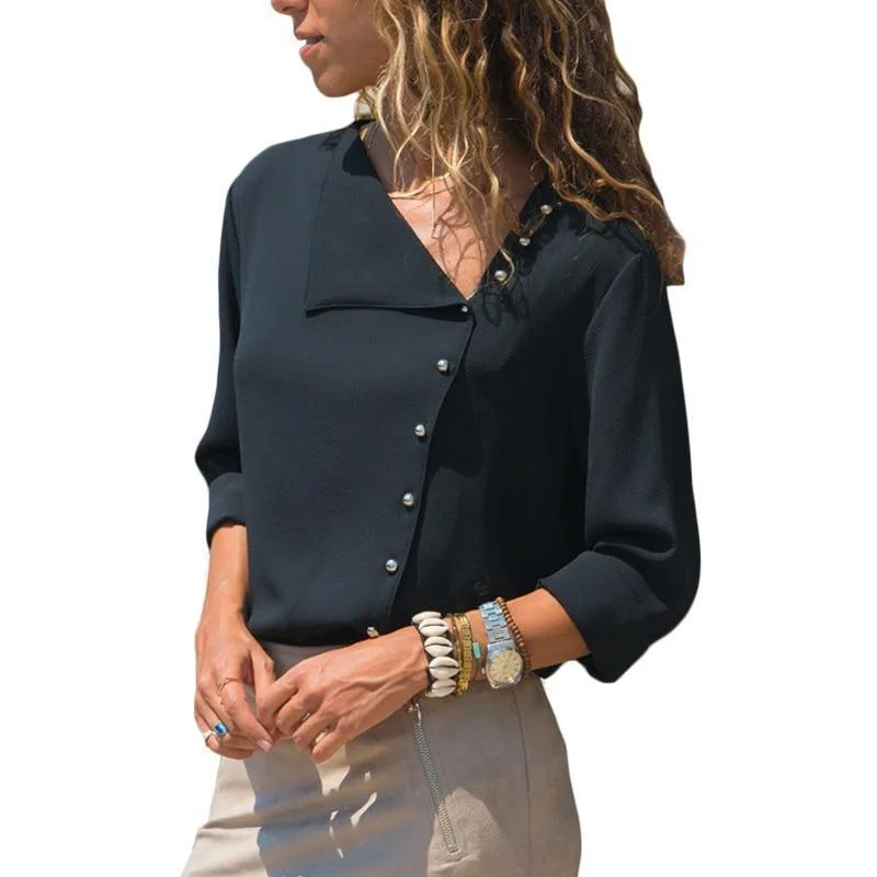 Women's Blouse with BeadsWomen Blouse Summer Chiffon Blouse