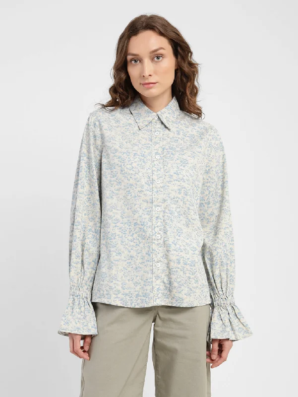 Women's Blouse with Shirt CollarWomen's Solid Spread Collar Shirt