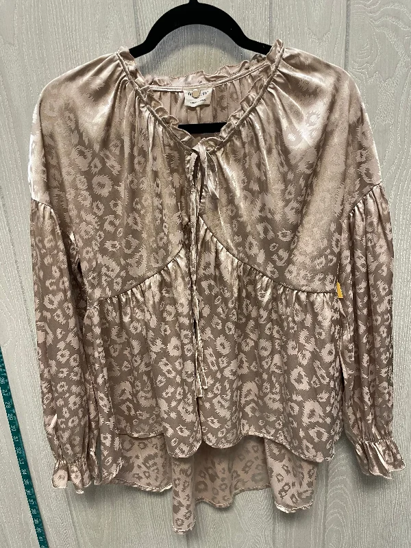 Women's Blouse for PartyBlouse Long Sleeve By Peach Love Cream California In Animal Print, Size: S