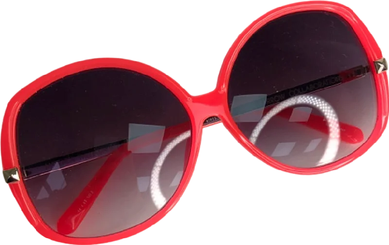 Women's Notched Collar SweatersLinda Farrow Red Oversized Sunglasses