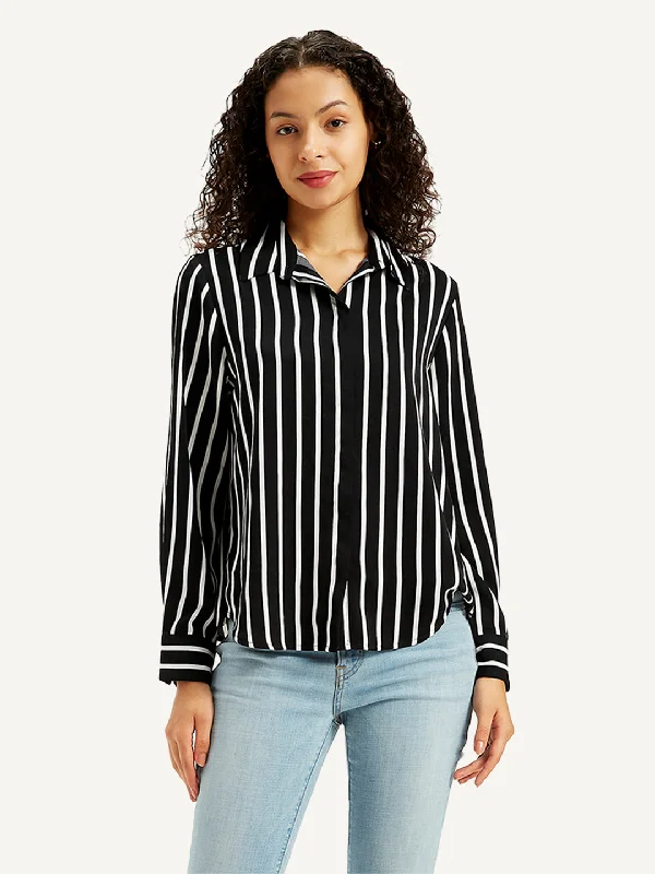 Women's Blouse with Square CollarWomen's Striped Regular Fit Shirt