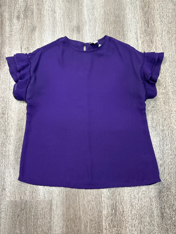 Women's Blouse with SmockingBlouse Short Sleeve By Worthington In Purple, Size: Xs