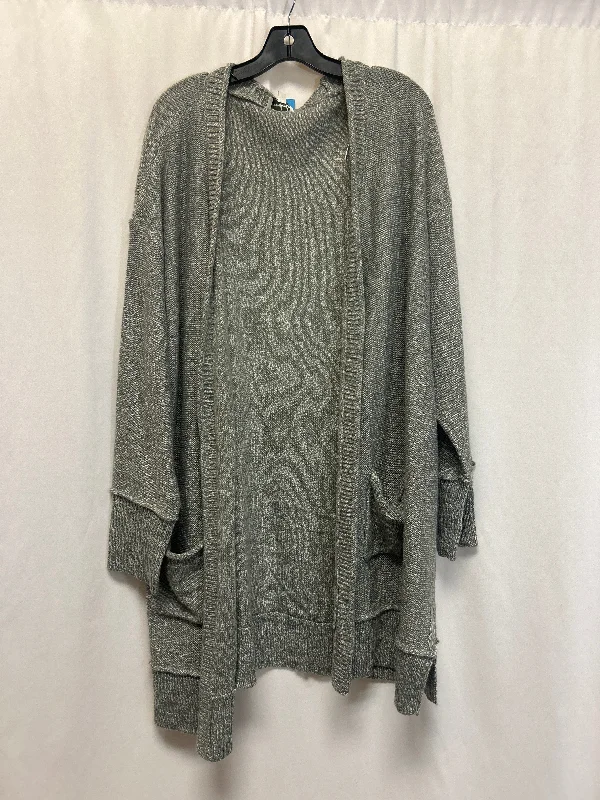 Women's Square Collar SweatersSweater Cardigan By Wonderly In Grey, Size: 2x