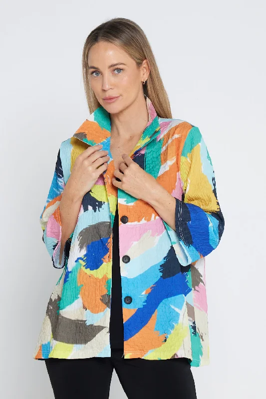 Women's Blouse with Rounded CollarVeronica Blouse - Tropical Sunrise