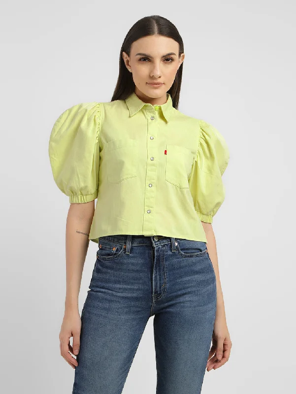 Women's Short-Sleeve BlouseWomen's Solid Spread Collar Shirt